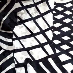 Silk 100% Scarf  Black White 20 x 20 3 D Graphic Closet Staple